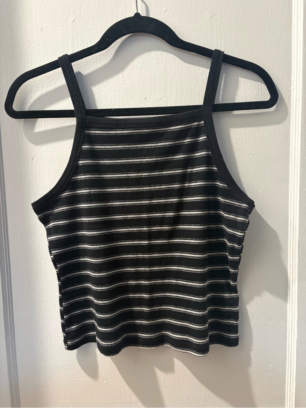 SO Black And White Striped Ribbed Tank Top